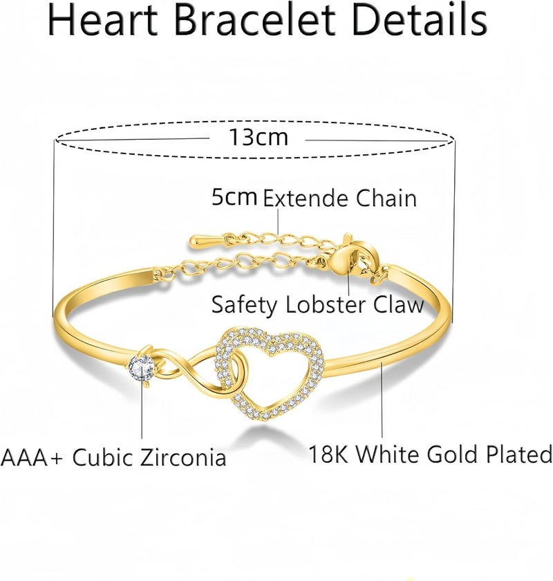 DivaGlamz To My Daughter Forever Connected Bracelet, Infinity Forever Love Heart Bracelets You Are Always In Mine From Mom Cubic Zirconia Adjustable Inspirational Gift Jewelry - Image 3